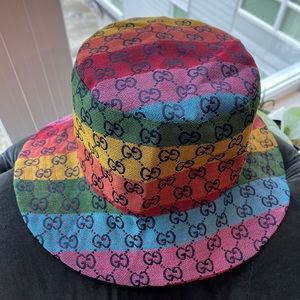 Rainbow Gucci Bucket Hat ~ Handmade with Repurposed Fabric